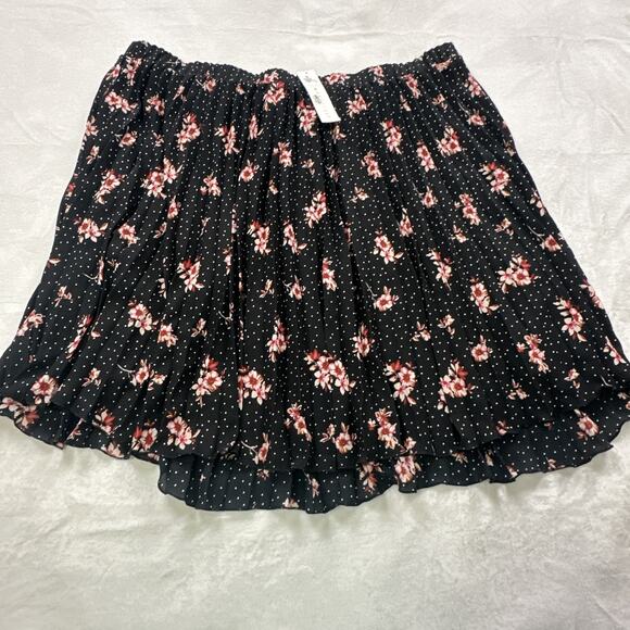 Marybelle Pleated Skirt Plus Size 4X Black Red Floral Knee Length Made USA NEW - Picture 1 of 13